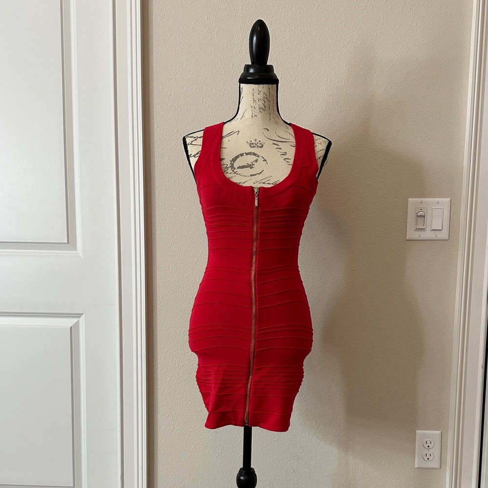 Casual bandage lipstick red dress